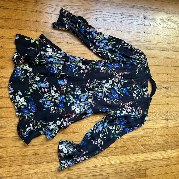 Parker black floral silk dress Size 0 - Picture 4 of 5